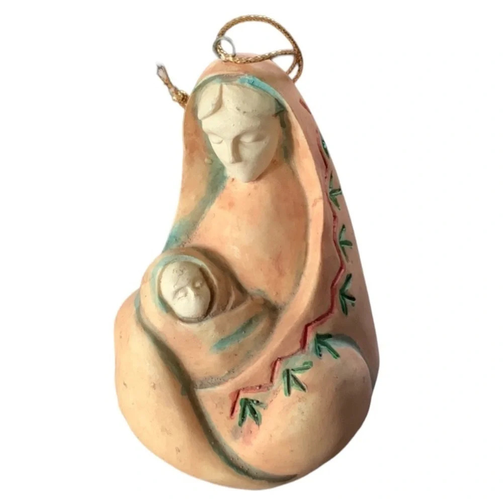 STUNNING ceramic Southwest christmas ornament - mother and baby